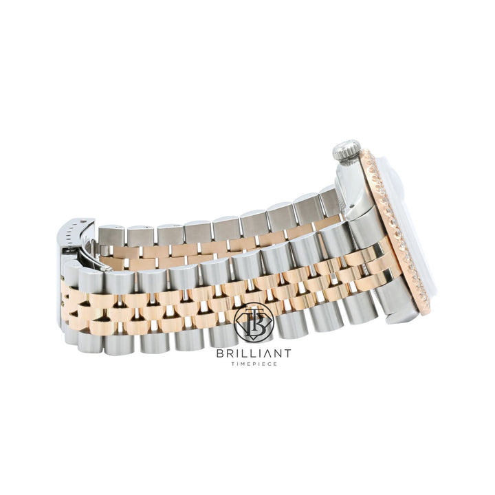 Rolex Datejust 36mm Two Tone Rose Gold/Steel Black Blue Diamond Dial 3.25ct