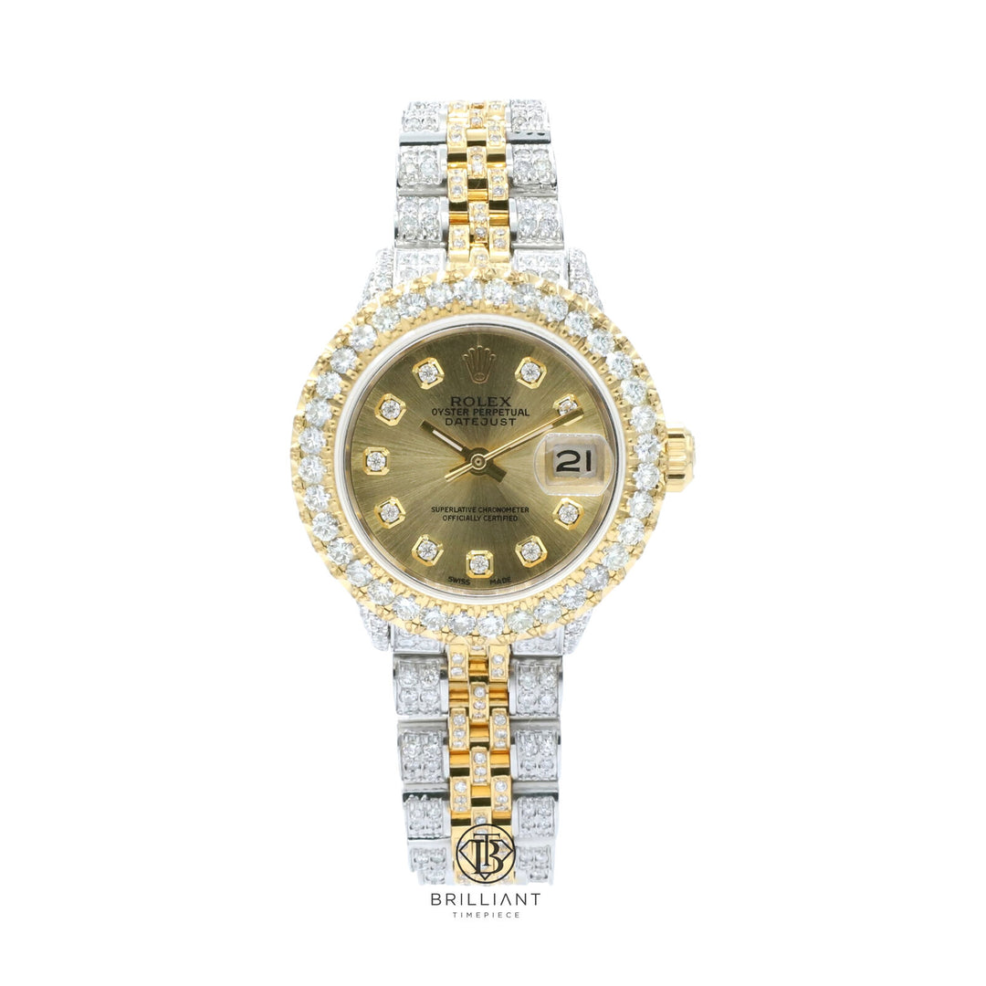 Rolex Datejust 26mm Two Tone Gold/Steel Champagne Diamond Dial 8ct
