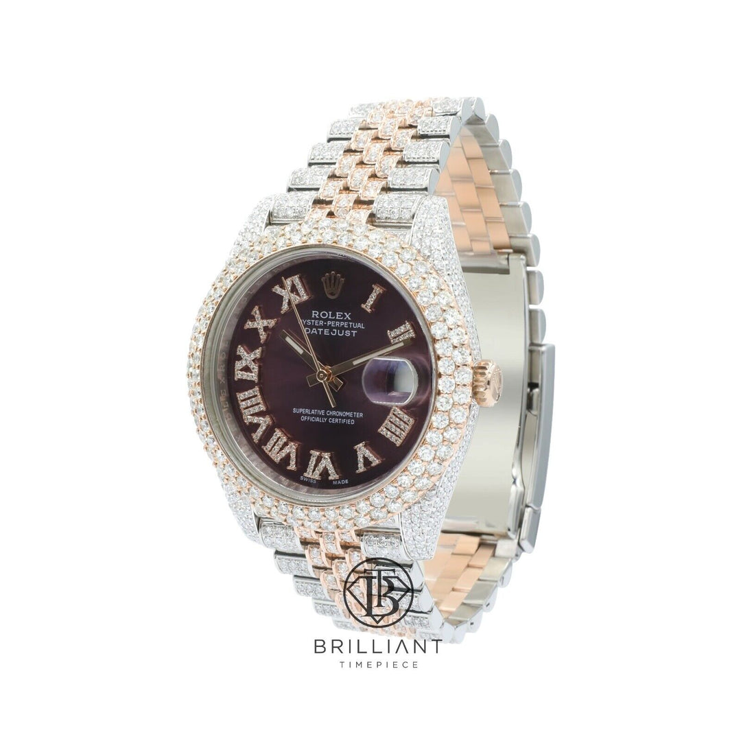 Mens Rolex Datejust II 126331 Two Tone 18K/ Steel 41MM Full Diamond Watch 25.5Ct