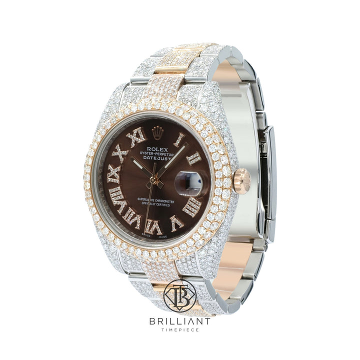 Mens Rolex Datejust II 126333 Two Tone 18K/ Steel 41MM Full Diamond Watch 25.5Ct
