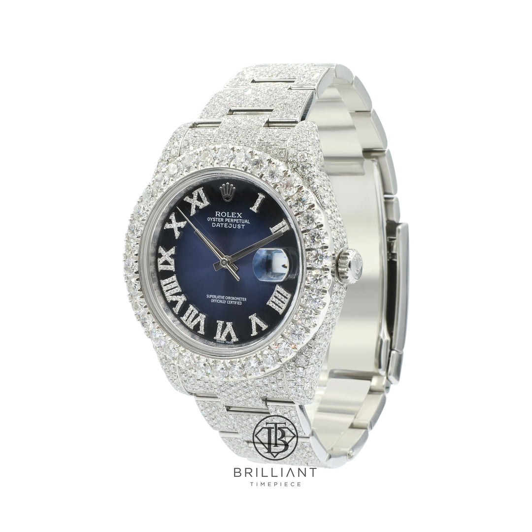 Mens Rolex Datejust II 126300 Stainless Steel 41MM Full Diamond Watch 25.5Ct