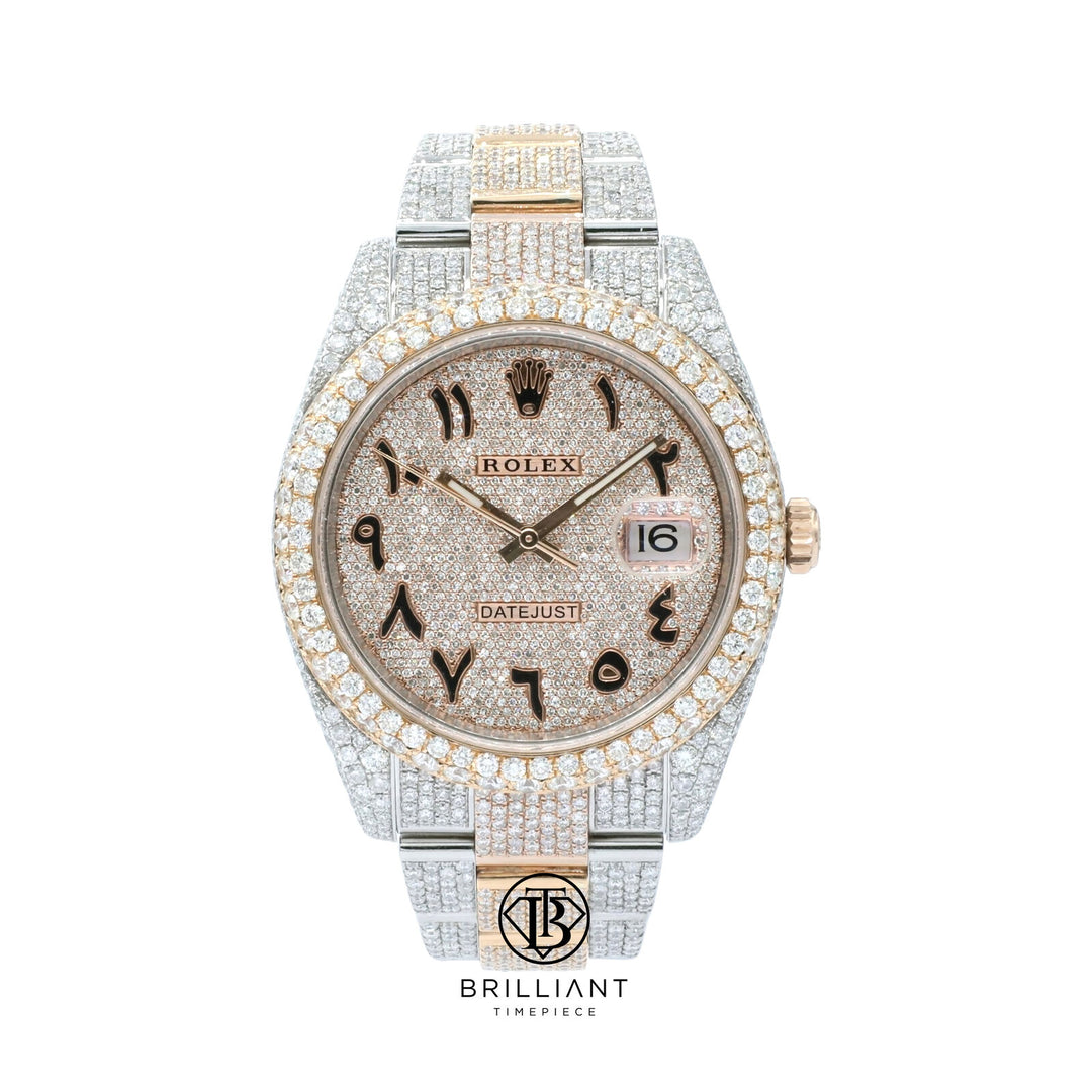 Mens Rolex Datejust II 126333 Two Tone 18K/ Steel 41MM Full Diamond Watch 25.5Ct
