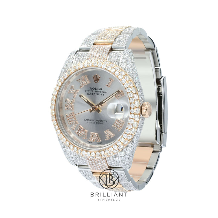 Mens Rolex Datejust II 126333 Two Tone 18K/ Steel 41MM Full Diamond Watch 25.5Ct