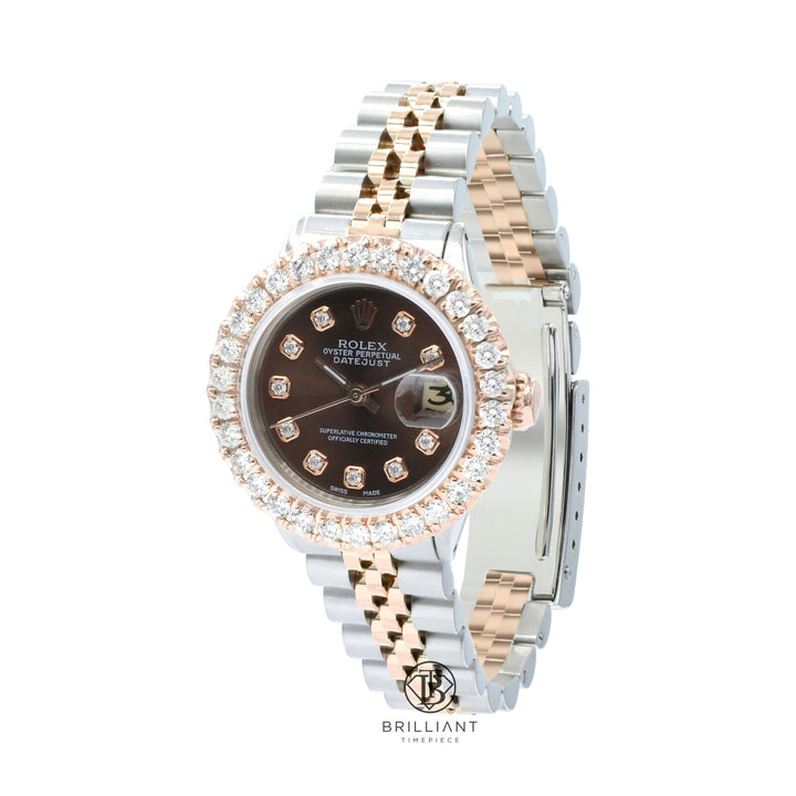 Rolex Datejust 26mm Two Tone Rose Gold/Steel Chocolate Diamond Dial 1.50ct