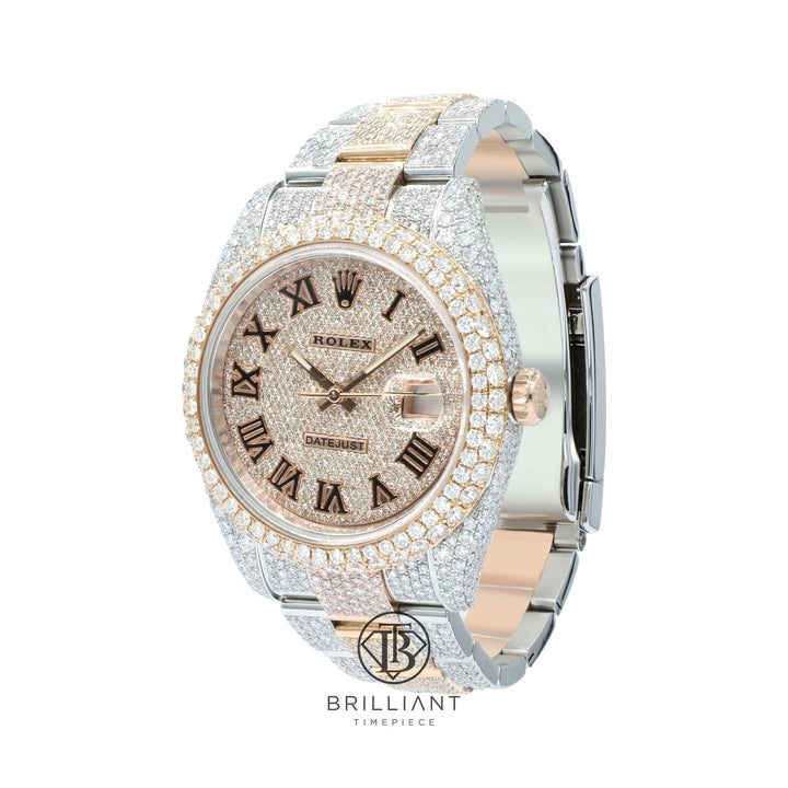 Mens Rolex Datejust II 126333 Two Tone 18K/ Steel 41MM Full Diamond Watch 25.5Ct
