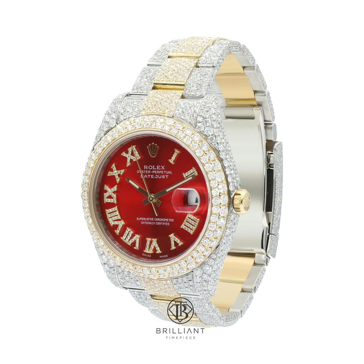 Mens Rolex Datejust II 126333 Two Tone 18K/ Steel 41MM Full Diamond Watch 25.5Ct