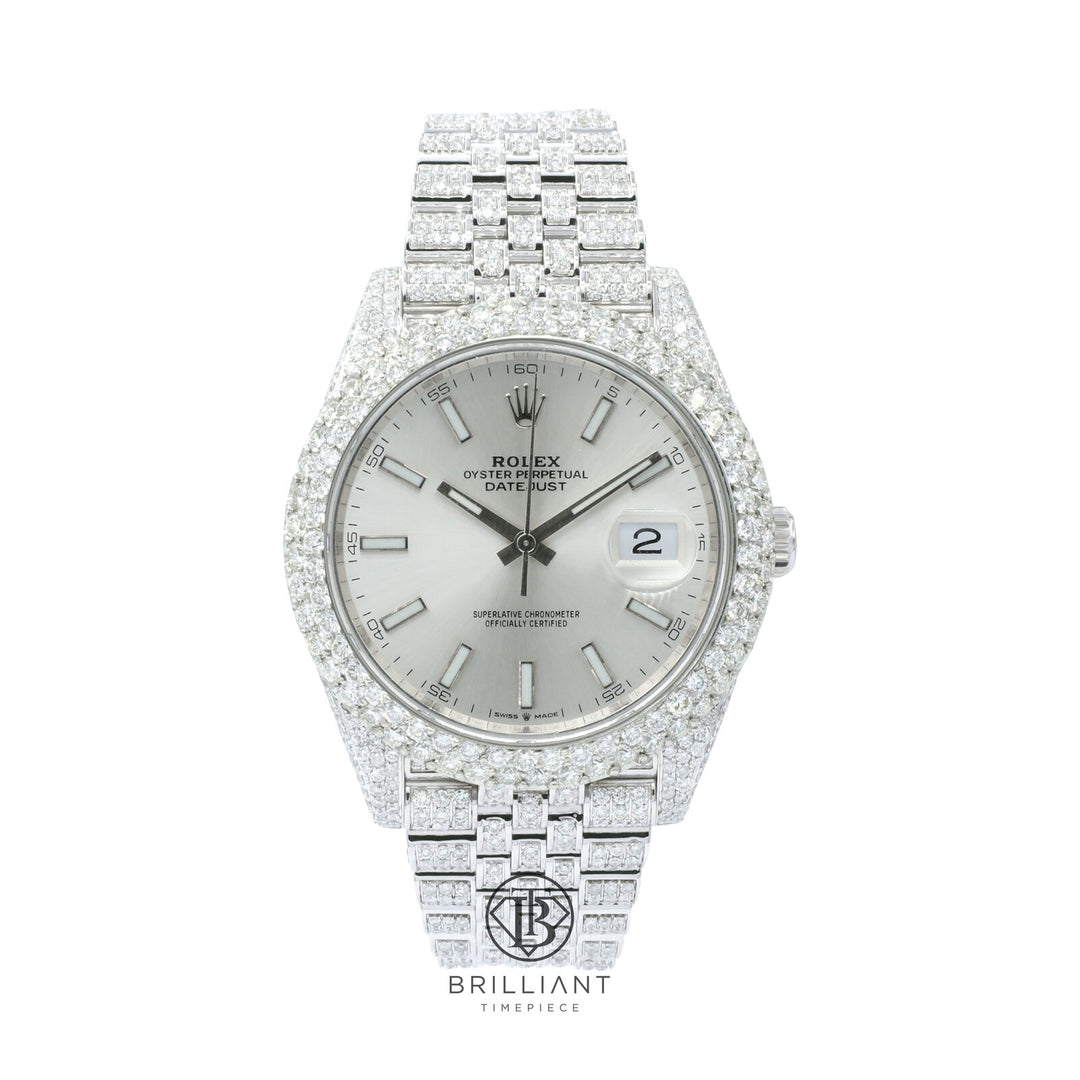 Mens Rolex Datejust II 126300 Stainless Steel 41MM Full Diamond Watch 25.5Ct