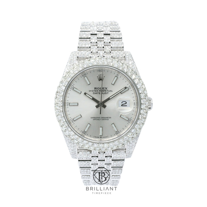 Mens Rolex Datejust II 126300 Stainless Steel 41MM Full Diamond Watch 25.5Ct