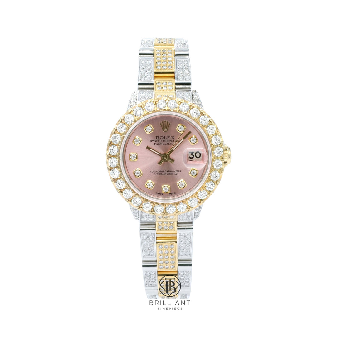Rolex Datejust Oyster 26mm Two Tone Steel/Gold Pink Diamond Dial 8ct