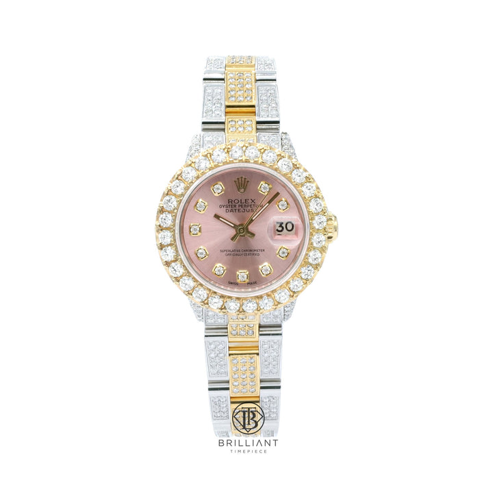 Rolex Datejust Oyster 26mm Two Tone Steel/Gold Pink Diamond Dial 8ct