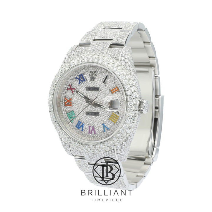 Mens Rolex Datejust II 126300 Stainless Steel 41MM Full Diamond Watch 25.5Ct
