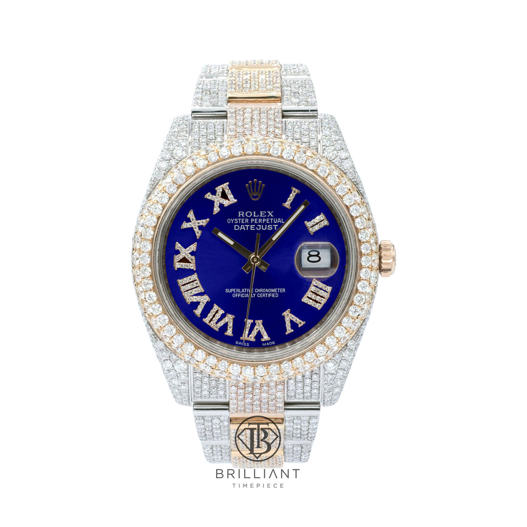 Mens Rolex Datejust II 126333 Two Tone 18K/ Steel 41MM Full Diamond Watch 25.5Ct