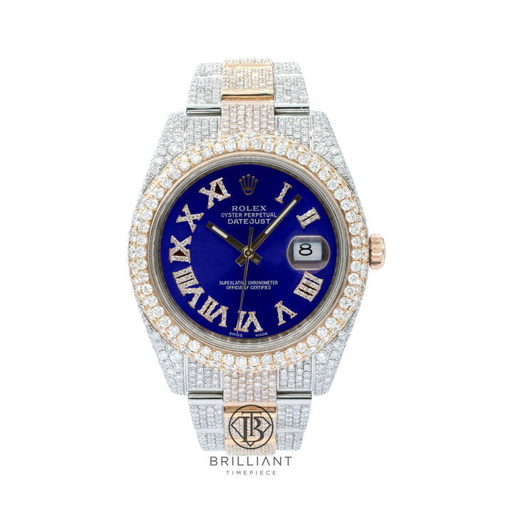 Mens Rolex Datejust II 126333 Two Tone 18K/ Steel 41MM Full Diamond Watch 25.5Ct