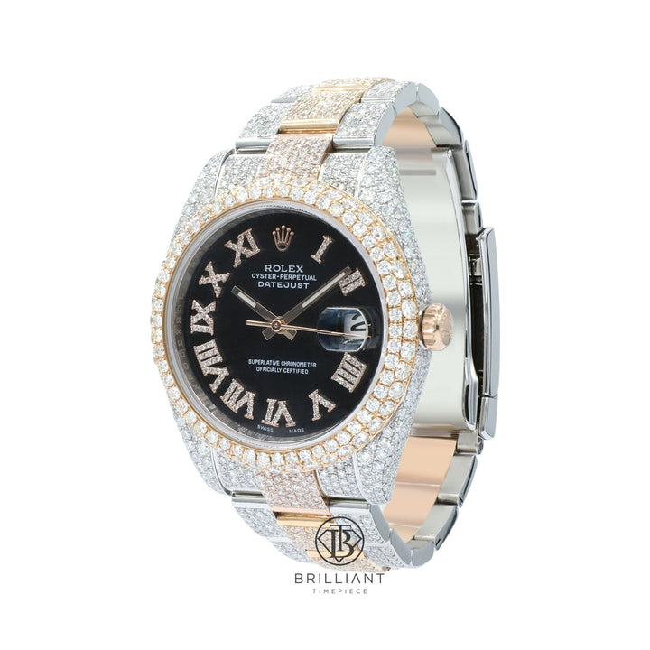 Mens Rolex Datejust II 126333 Two Tone 18K/ Steel 41MM Full Diamond Watch 25.5Ct
