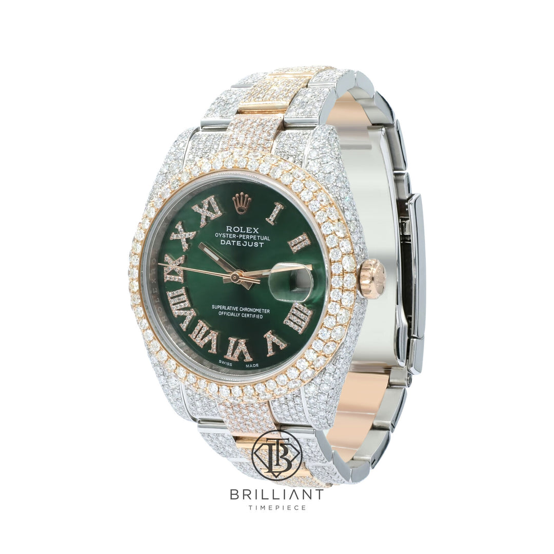 Mens Rolex Datejust II 126333 Two Tone 18K/ Steel 41MM Full Diamond Watch 25.5Ct