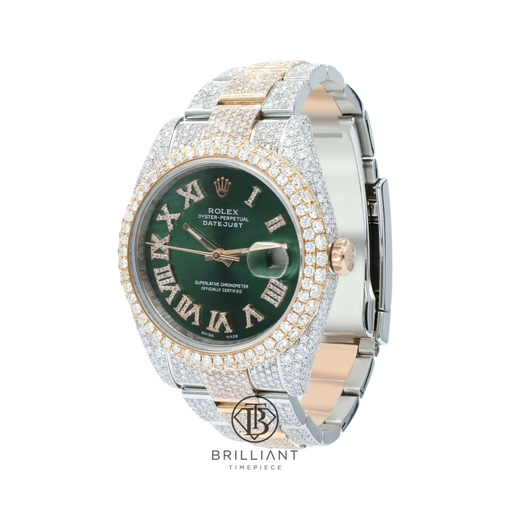 Mens Rolex Datejust II 126333 Two Tone 18K/ Steel 41MM Full Diamond Watch 25.5Ct