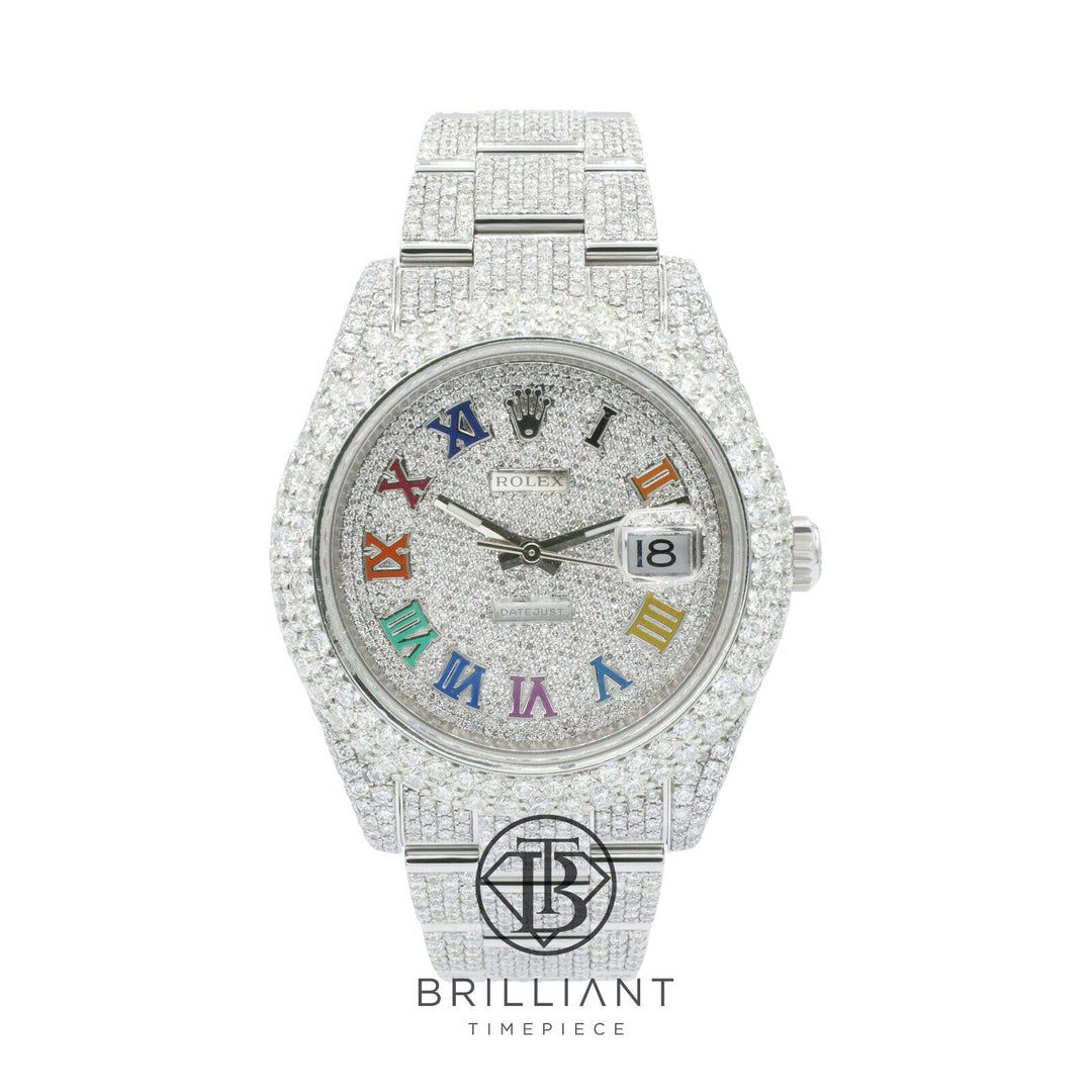Mens Rolex Datejust II 126300 Stainless Steel 41MM Full Diamond Watch 25.5Ct