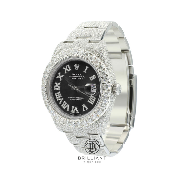 Mens Rolex Datejust II 126300 Stainless Steel 41MM Full Diamond Watch 25.5Ct