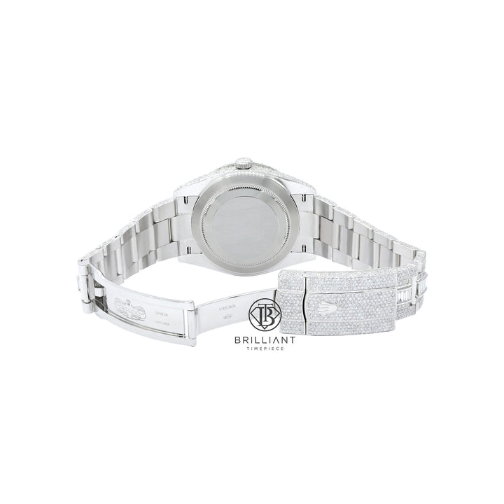 Mens Rolex Datejust II Stainless Steel 41MM Full Diamond Watch Baguette 25.5Ct