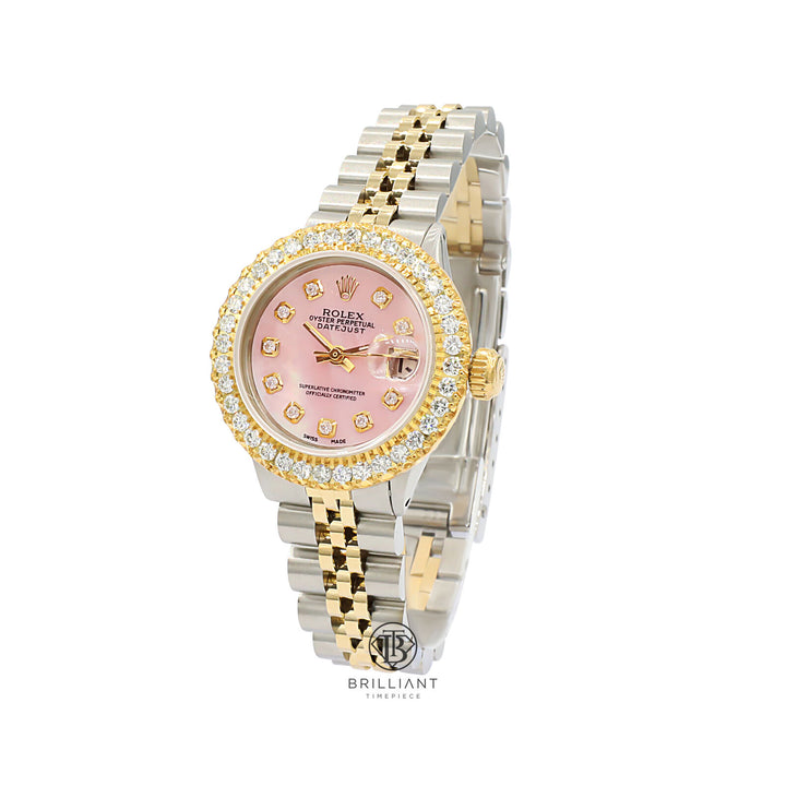 Rolex Datejust 26mm Two Tone Gold/Steel Pink MOP Diamond Dial 1.50ct