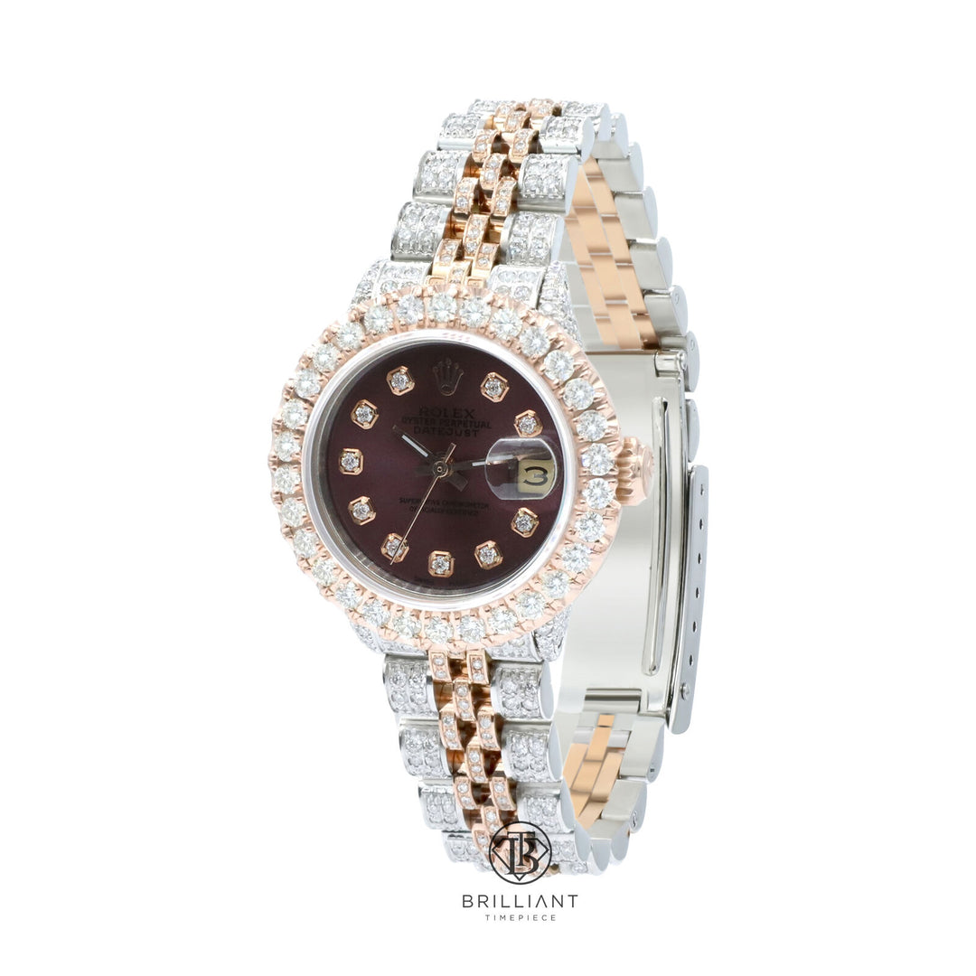 Rolex Datejust 26mm Two Tone Rose Gold/Steel Purple Diamond Dial 8ct
