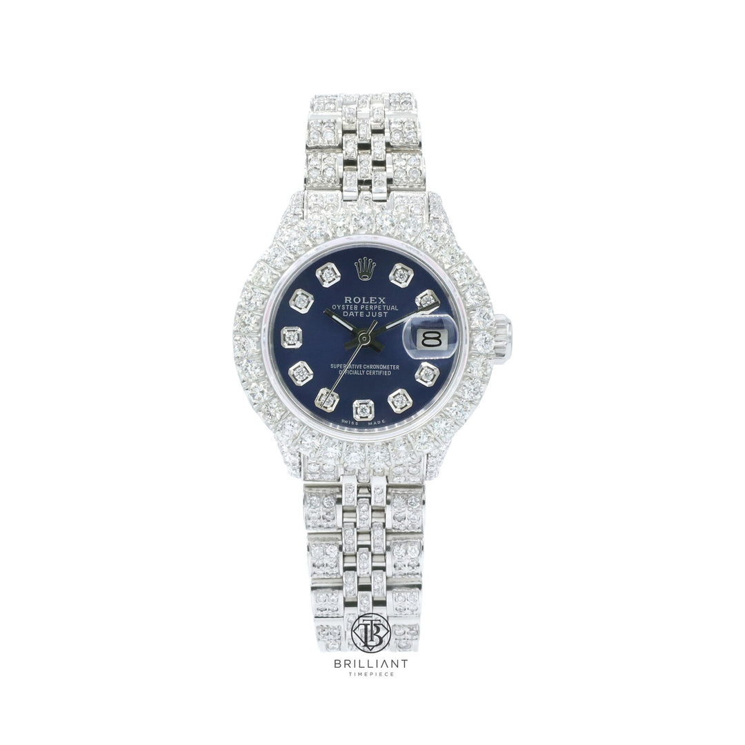 Rolex Datejust 26mm Stainless Steel Blue Diamond Dial 8ct