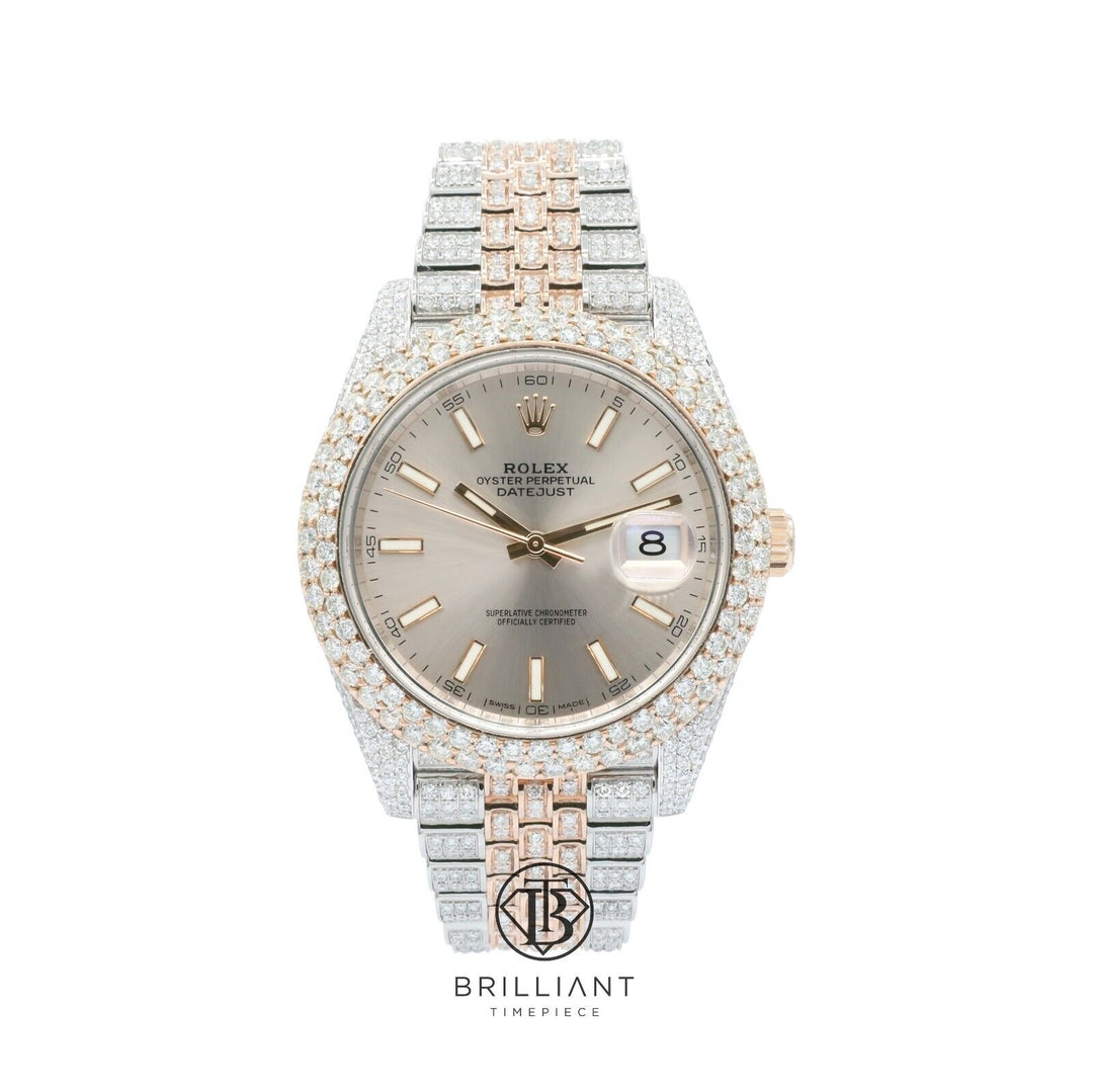 Mens Rolex Datejust II 126331 Two Tone 18K/ Steel 41MM Full Diamond Watch 25.5Ct