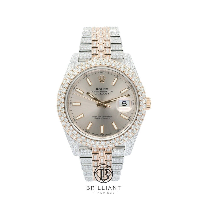 Mens Rolex Datejust II 126331 Two Tone 18K/ Steel 41MM Full Diamond Watch 25.5Ct
