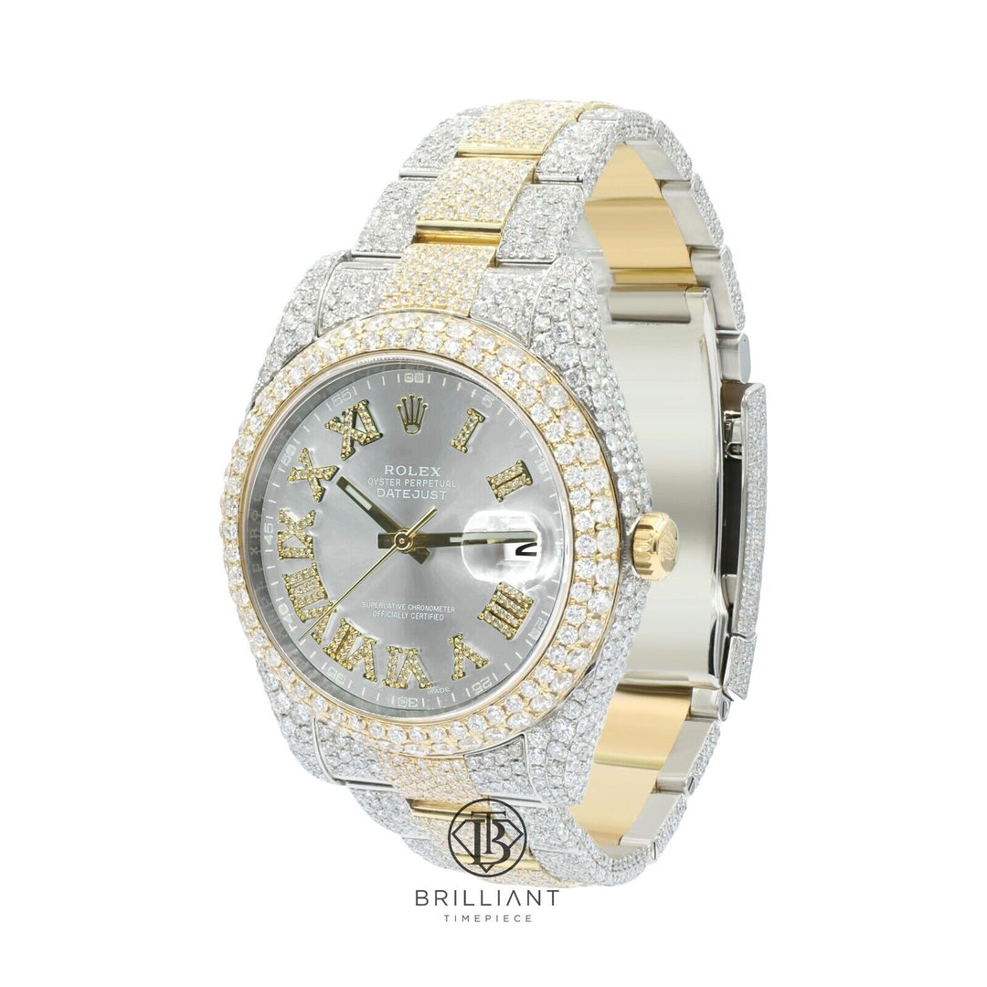 Mens Rolex Datejust II 126333 Two Tone 18K/ Steel 41MM Full Diamond Watch 25.5Ct