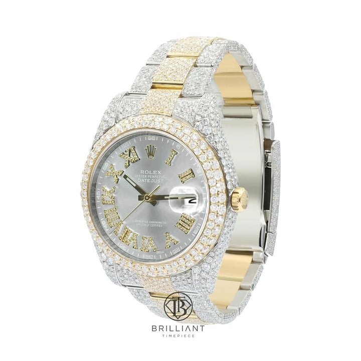 Mens Rolex Datejust II 126333 Two Tone 18K/ Steel 41MM Full Diamond Watch 25.5Ct