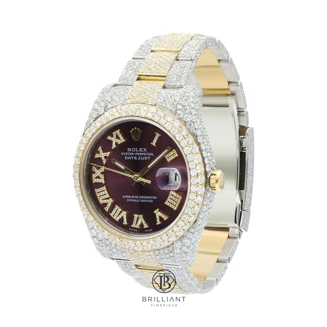 Mens Rolex Datejust II 126333 Two Tone 18K/ Steel 41MM Full Diamond Watch 25.5Ct