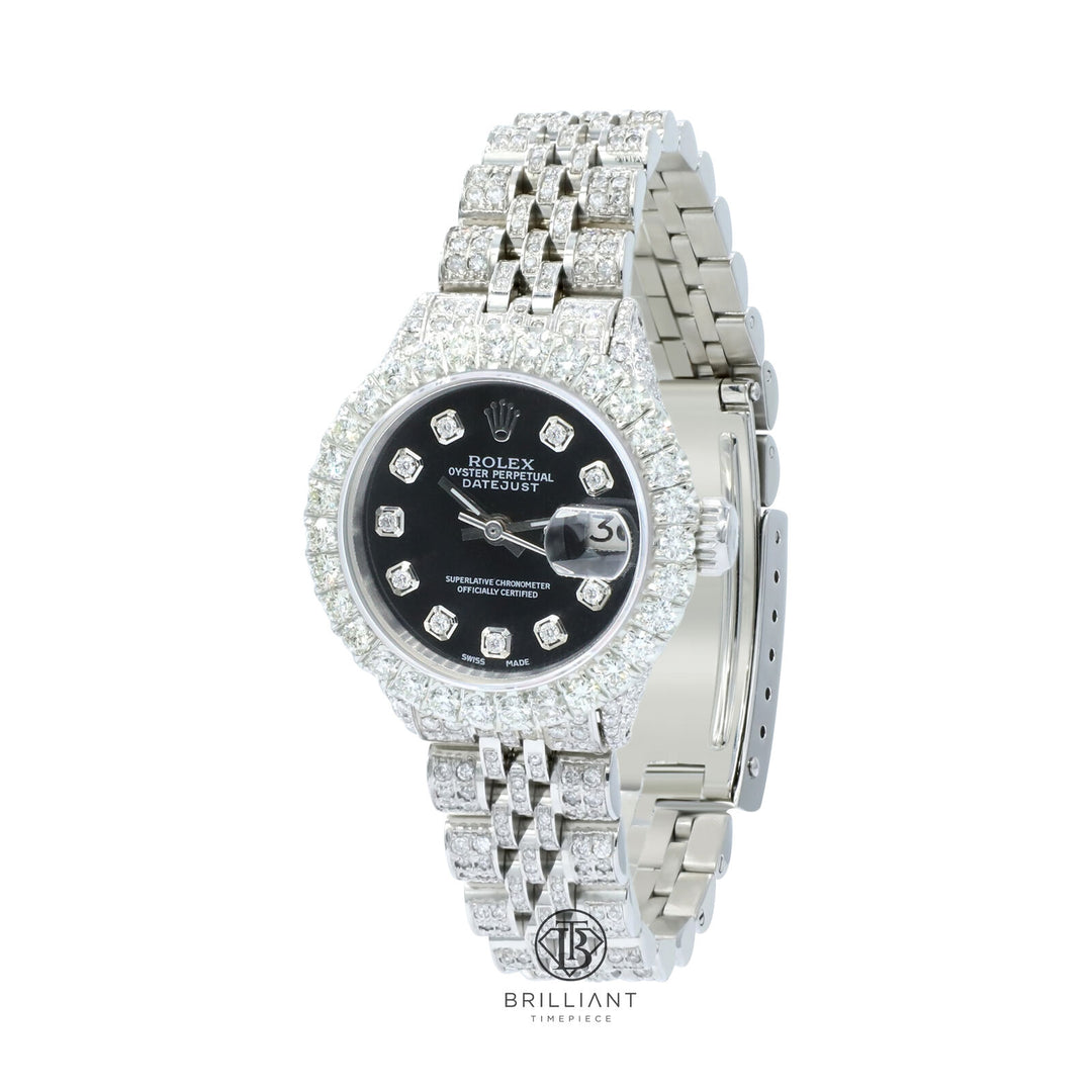 Rolex Datejust 26mm Stainless Steel Black Diamond Dial 8ct