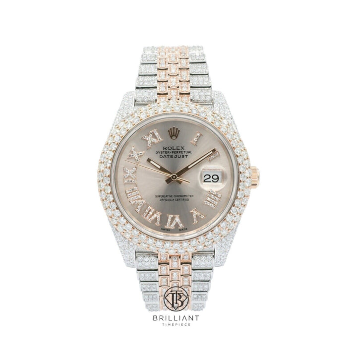 Mens Rolex Datejust II 126331 Two Tone 18K/ Steel 41MM Full Diamond Watch 25.5Ct