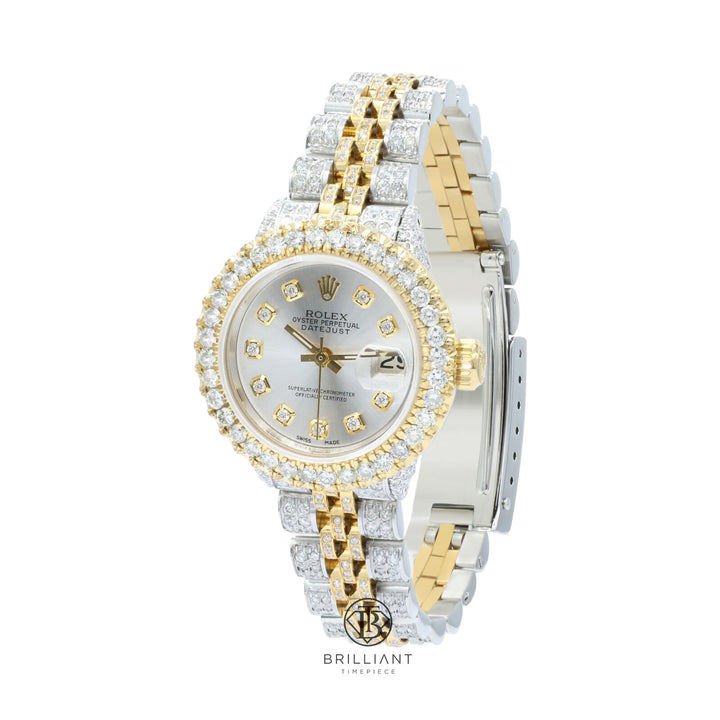 Rolex Datejust 26mm Two Tone Gold/Steel Silver Diamond Dial 8ct