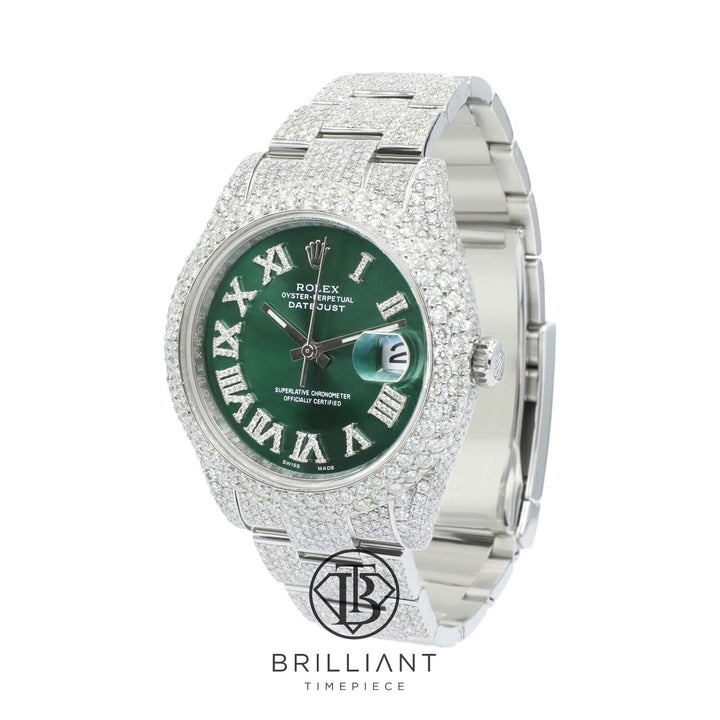 Mens Rolex Datejust II 126300 Stainless Steel 41MM Full Diamond Watch 25.5Ct