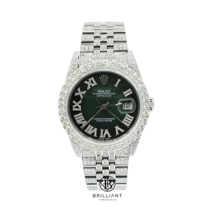 Rolex Datejust 36mm Stainless Steel Green Diamond Dial 13.00ct