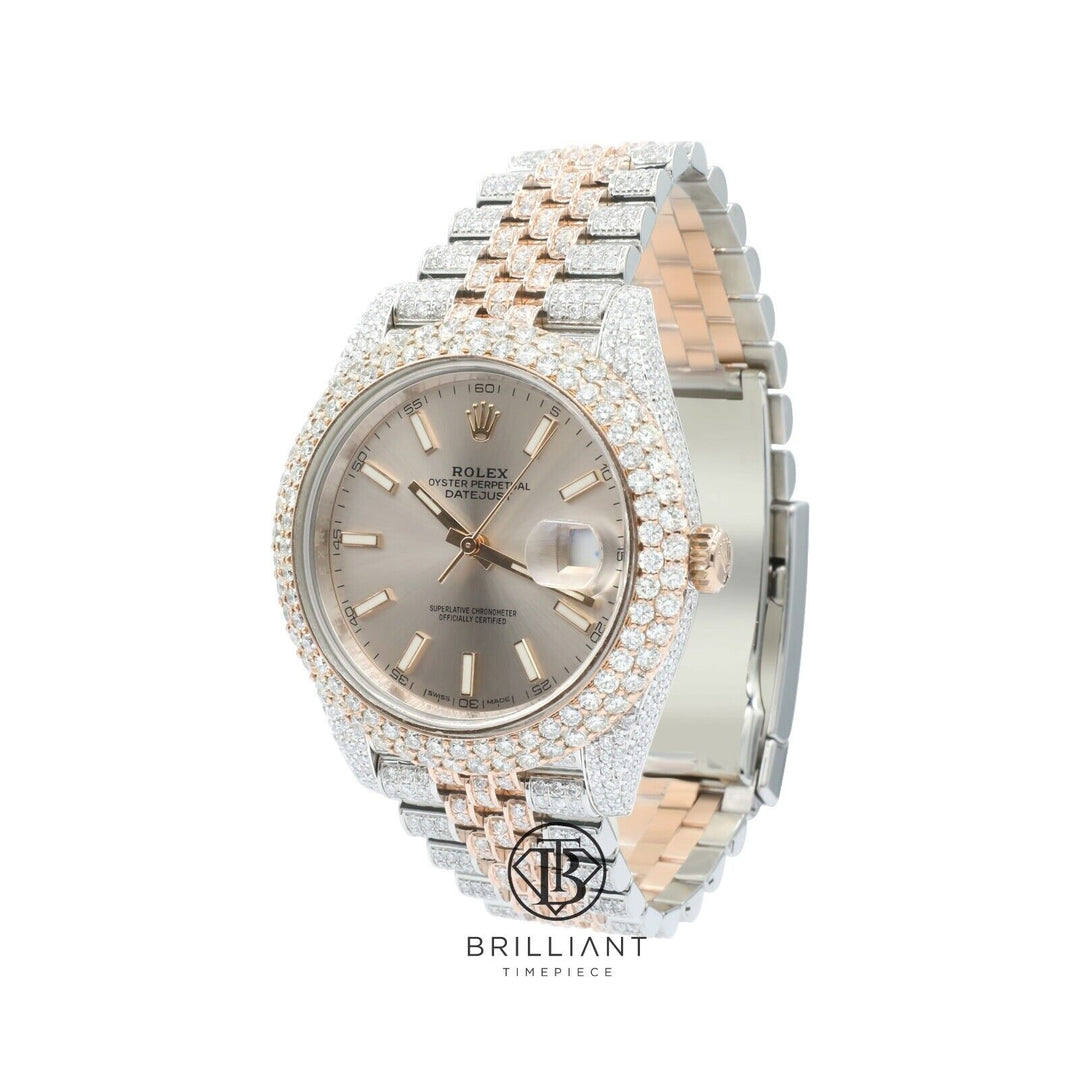 Mens Rolex Datejust II 126331 Two Tone 18K/ Steel 41MM Full Diamond Watch 25.5Ct