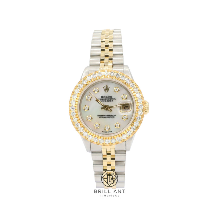 Rolex Datejust 26mm Two Tone Rose Gold/Steel White MOP Star Diamond Dial 1.50ct