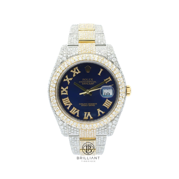 Mens Rolex Datejust II 126333 Two Tone 18K/ Steel 41MM Full Diamond Watch 25.5Ct