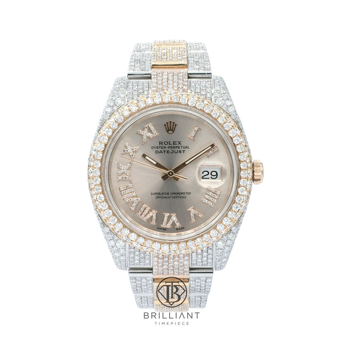 Mens Rolex Datejust II 126333 Two Tone 18K/ Steel 41MM Full Diamond Watch 25.5Ct