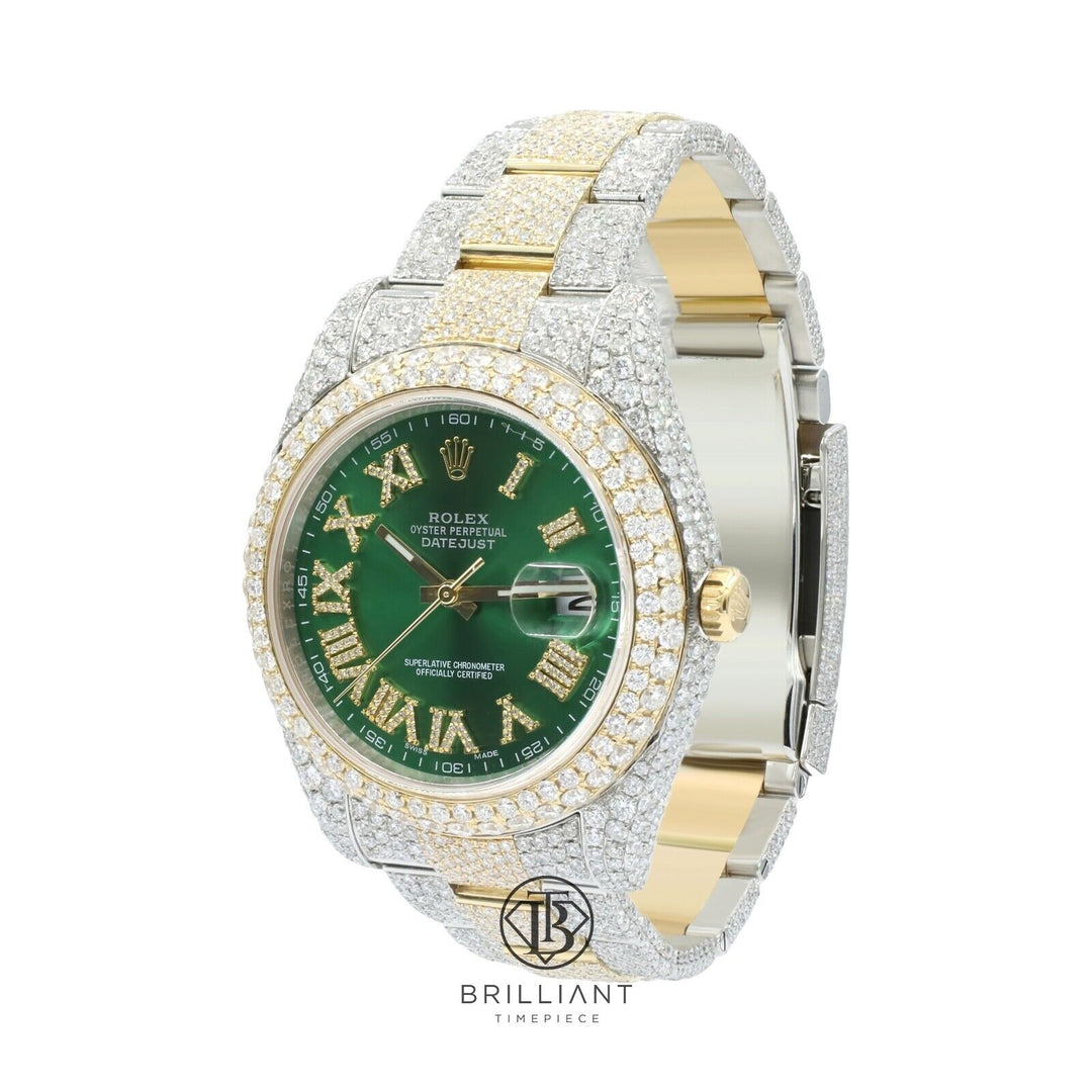 Mens Rolex Datejust II 126333 Two Tone 18K/ Steel 41MM Full Diamond Watch 25.5Ct
