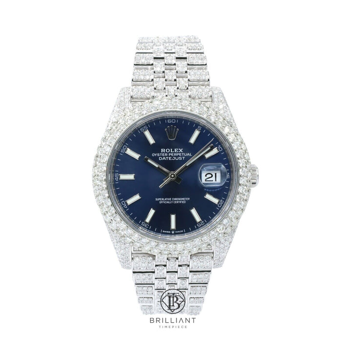 Mens Rolex Datejust II 126300 Stainless Steel 41MM Full Diamond Watch 25.5Ct