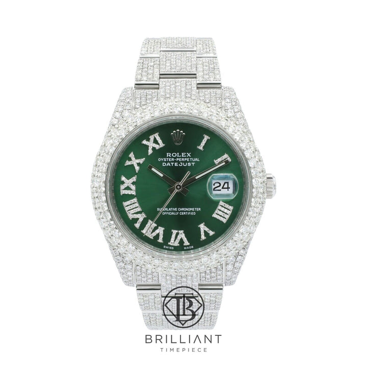Mens Rolex Datejust II 126300 Stainless Steel 41MM Full Diamond Watch 25.5Ct