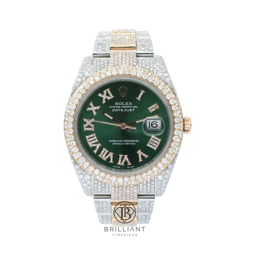Mens Rolex Datejust II 126333 Two Tone 18K/ Steel 41MM Full Diamond Watch 25.5Ct