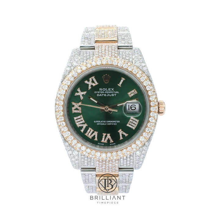 Mens Rolex Datejust II 126333 Two Tone 18K/ Steel 41MM Full Diamond Watch 25.5Ct