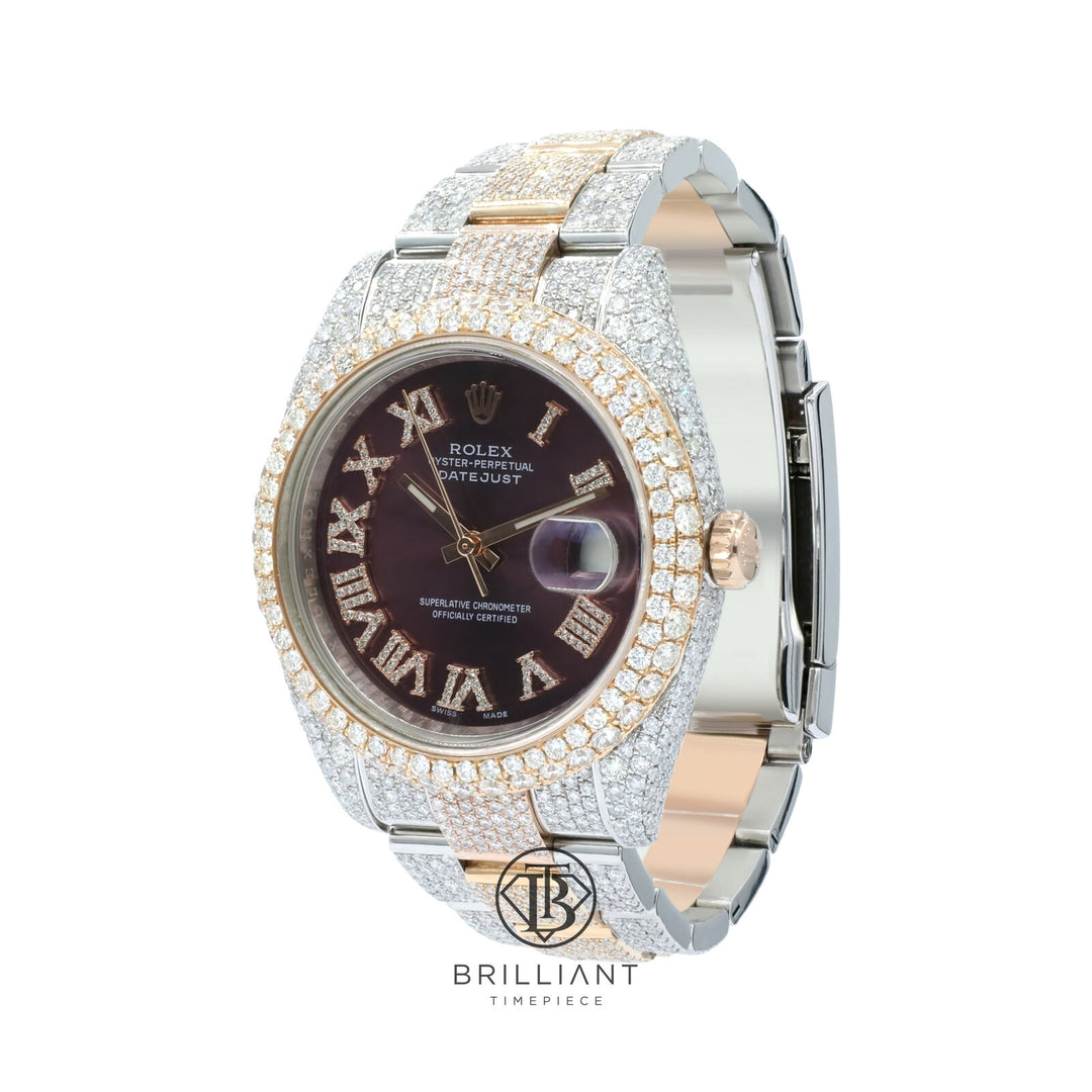 Mens Rolex Datejust II 126333 Two Tone 18K/ Steel 41MM Full Diamond Watch 25.5Ct