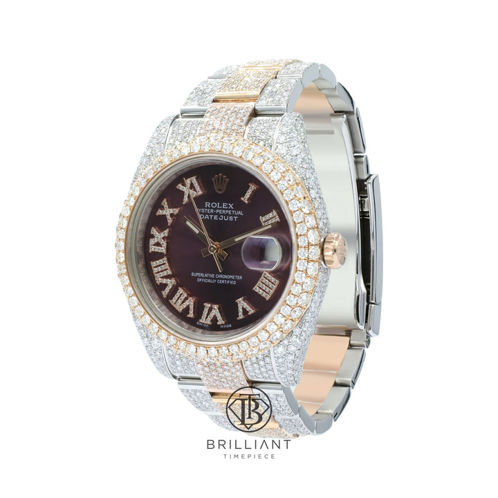 Mens Rolex Datejust II 126333 Two Tone 18K/ Steel 41MM Full Diamond Watch 25.5Ct