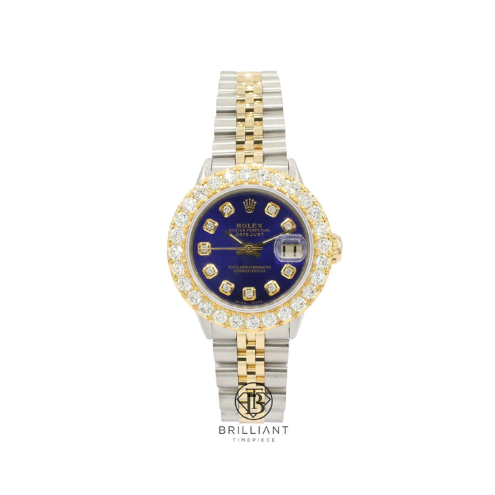 Rolex Datejust 26mm Two Tone Gold/Steel Royal Blue Diamond Dial 1.50ct
