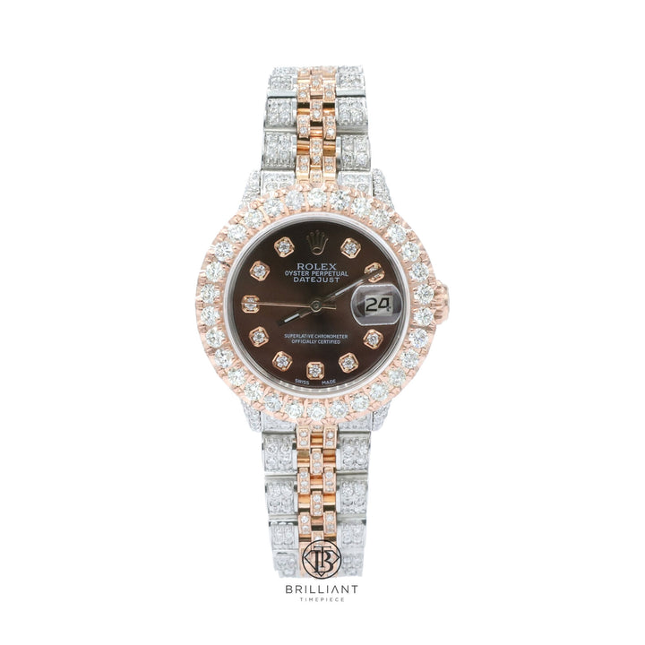Rolex Datejust 26mm Two Tone Rose Gold/Steel Chocolate Diamond Dial 8ct