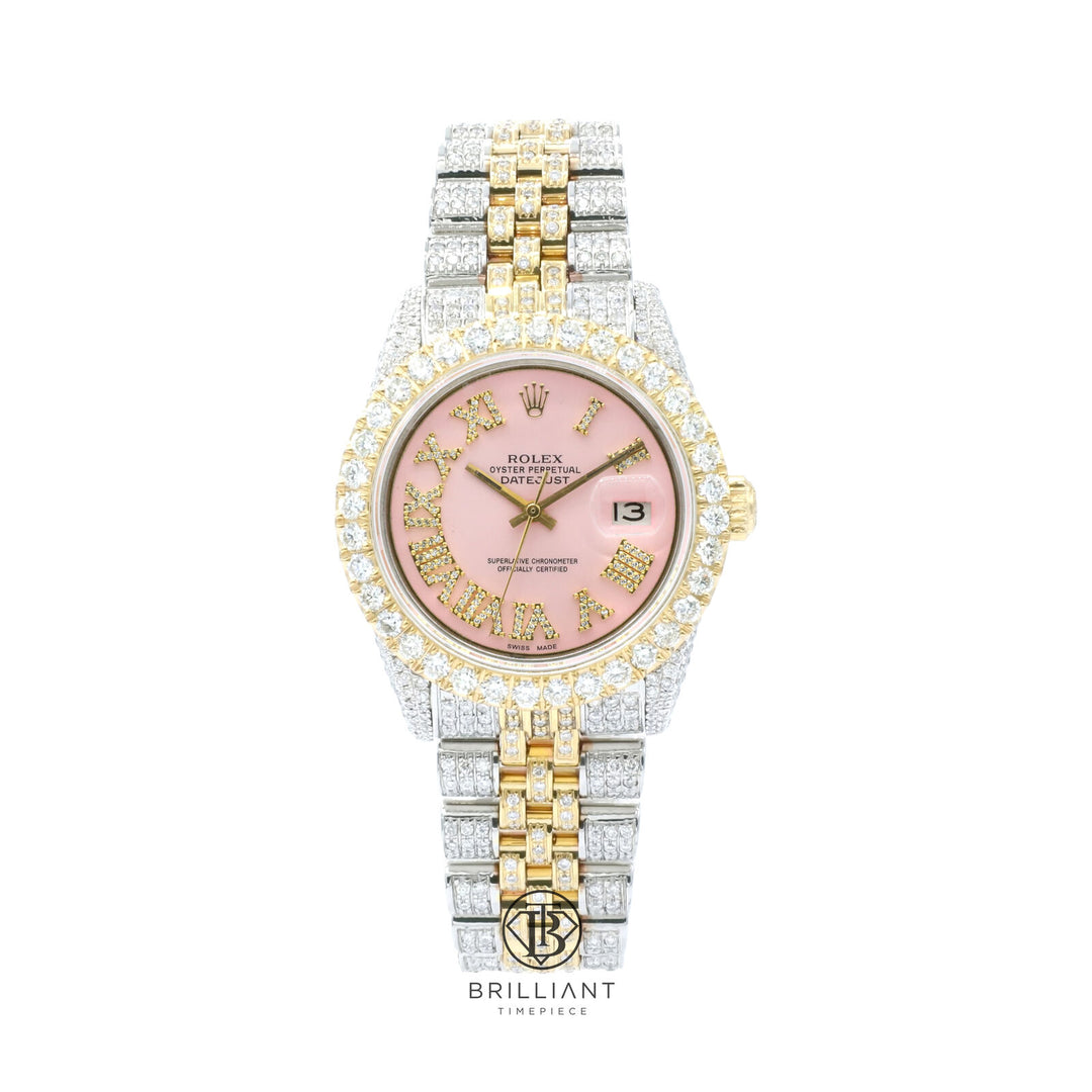 Rolex Datejust 31mm Two Tone Gold/Steel Pink Diamond Dial 8.50ct